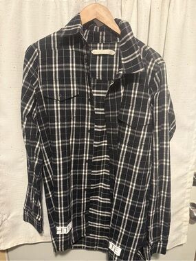 OFF-WHITE CHECKERED PLAID FLANNEL